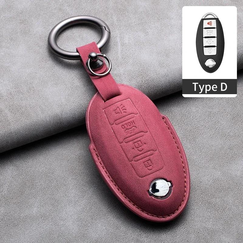 

For Nissan Rogue Xtrail T32 T31 Qashqai J11 J10 Kicks Tiida Pathfinder Murano Juke Versa Note For Infiniti Leather Car Key Case