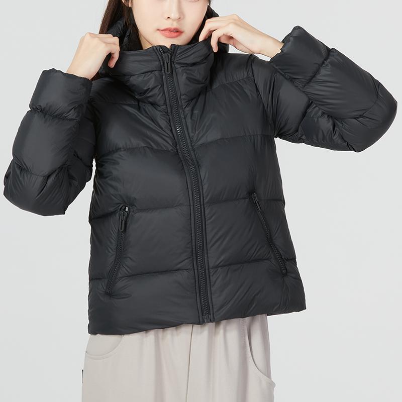 Under Armour Cgi Down Jacket Solid Color Sports Casual Hooded Short Warm Down Coat Women Outerwear Black 1375442-001