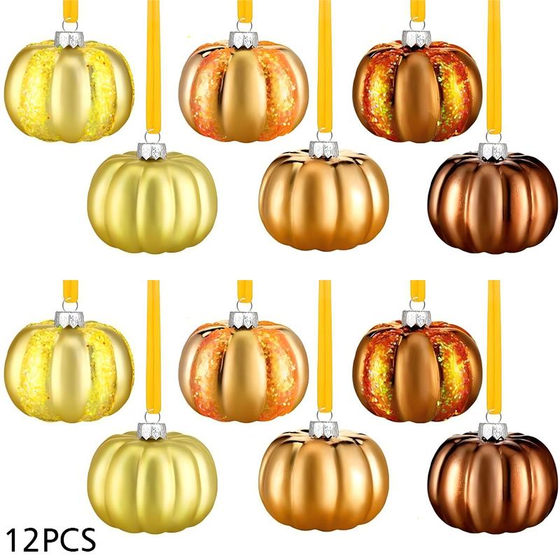 Christmas Ornament Garden Decoration Pumpkin Shape Exquisite Christmas Decoration Party Decoration 6/12PCS