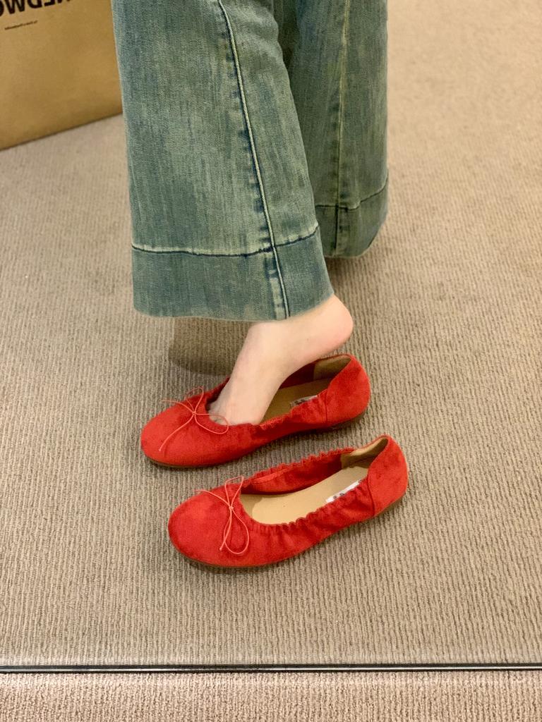Flat-bottomed Small Silver Retro Light Mouth Gentle Single Shoes Women's Autumn New Bow Fairy Ballet Style Commuter Ladyshoes