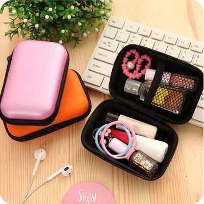 Mini Zipper Hard  Leather Earphone Storage Bag  Earphone Pouch Box