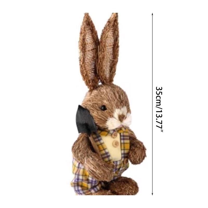 652F Easter Bunny Artificial Straw Rabbit Ornaments for Easter Theme Party Decorations Home Garden Wedding Ornaments Craft