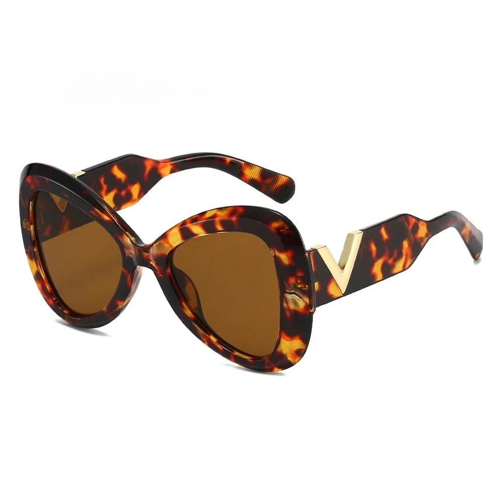 New Fashion Large Frame Women'S Butterfly Sunglasses Personalized V-Shaped Uv Resistant Premium Glasses Outdoor Sun Protection