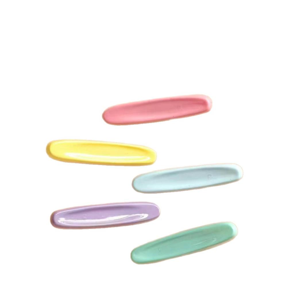Colorful Oval Hair Clip - Cream Spring/Summer Girly, Side Bangs Macaron Mori Style