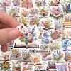 10/30/50pcs Vintage Books and Flowers Cartoon Stickers Aesthetic Graffiti Decals Scrapbooking Suitcase Phone Sticker Decoratio