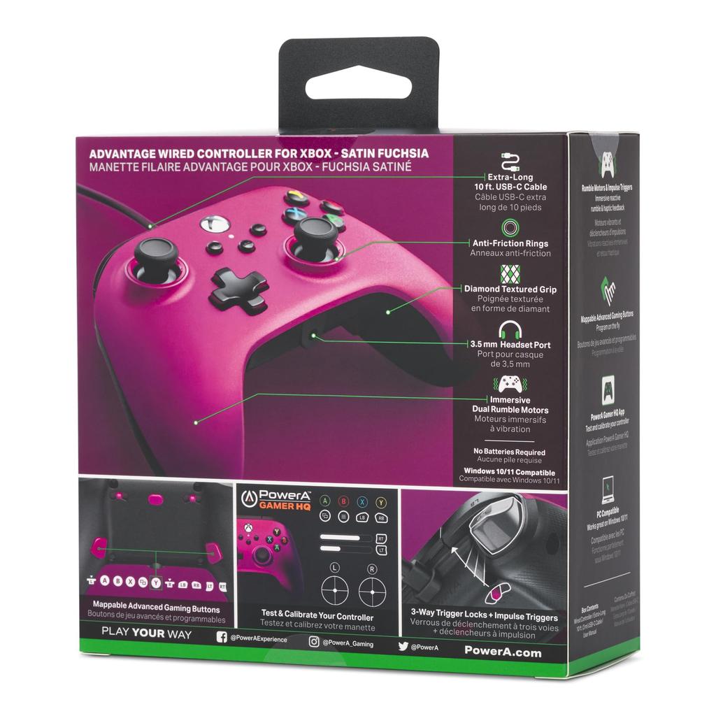 Rok PowerA Advantage kabelový ovladač pro Xbox Series Satin Fuchsia Double Vibration Function pro Xbox Series PC Windows [2 záruka] XS - XS 10/11
