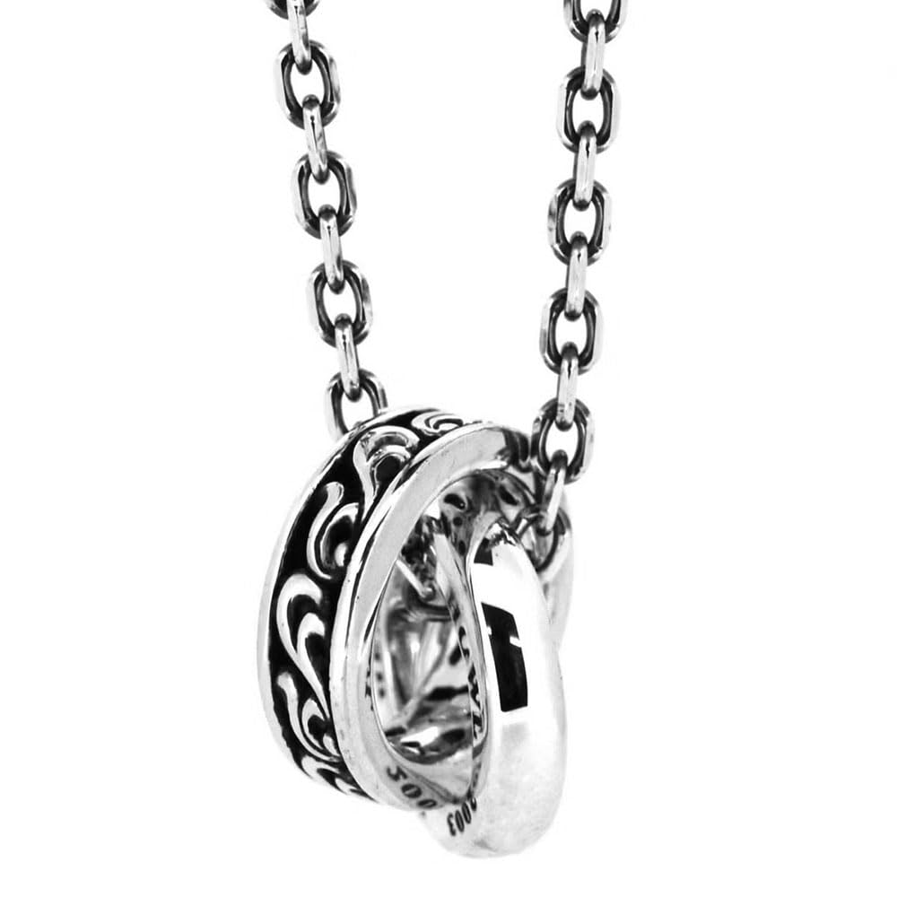 Wrapped Howl Arabesque Double Ring Sterling Silver with Custom Brand [Lion Heart] Necklace, 925, Pouch, Men s