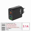 65W Multi-Port Mobile Charger, Fast Travel Adapter with European/UK/US Plug, 3.1A, 2C+3A