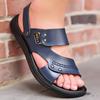 2025 sandals men's leather summer men's youth blue breathable cool slippers Korean version of trendy summer beach shoes
