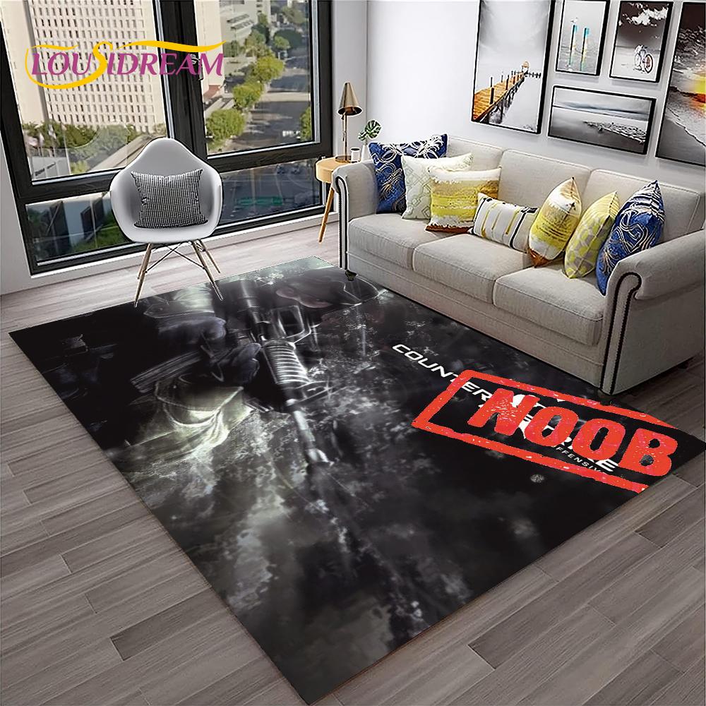 3D CS GO Game,Counter Strike Gamer Carpet Rug for Home Living Room Bedroom Sofa Doormat Decor,kids Area Rug Non-slip Floor Mat