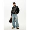 Men's Autumn American Retro Niche Reverse Wash Denim Pants Unisex Loose Casual Wide-Leg Floor-Length Pants