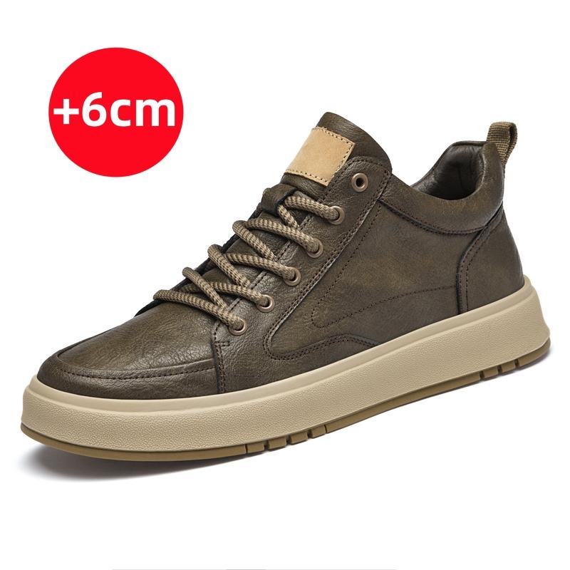 

2024 Весна Осень Новые Мужские Повседневные Туфли Из Натуральной Кожи Толстая Подошва Высокая Обувь Модные Мужские Туфли Оксфорды Уличные Бежевые 44