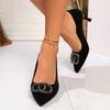 Bling Women Shoes Leisure Classic Pumps Female Slip On Thin High Heels Pointed Toe Square Buckle Summer Shoes Plus Size