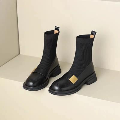 Moteriški trumpi batai su kulnu Elegantiški Su vidutinio aukščio kulnu Nauji Ankle Boots PU Odos Parduodami Žiema 2024 Patogūs Batai 39 Moteriški Trumpi Batai