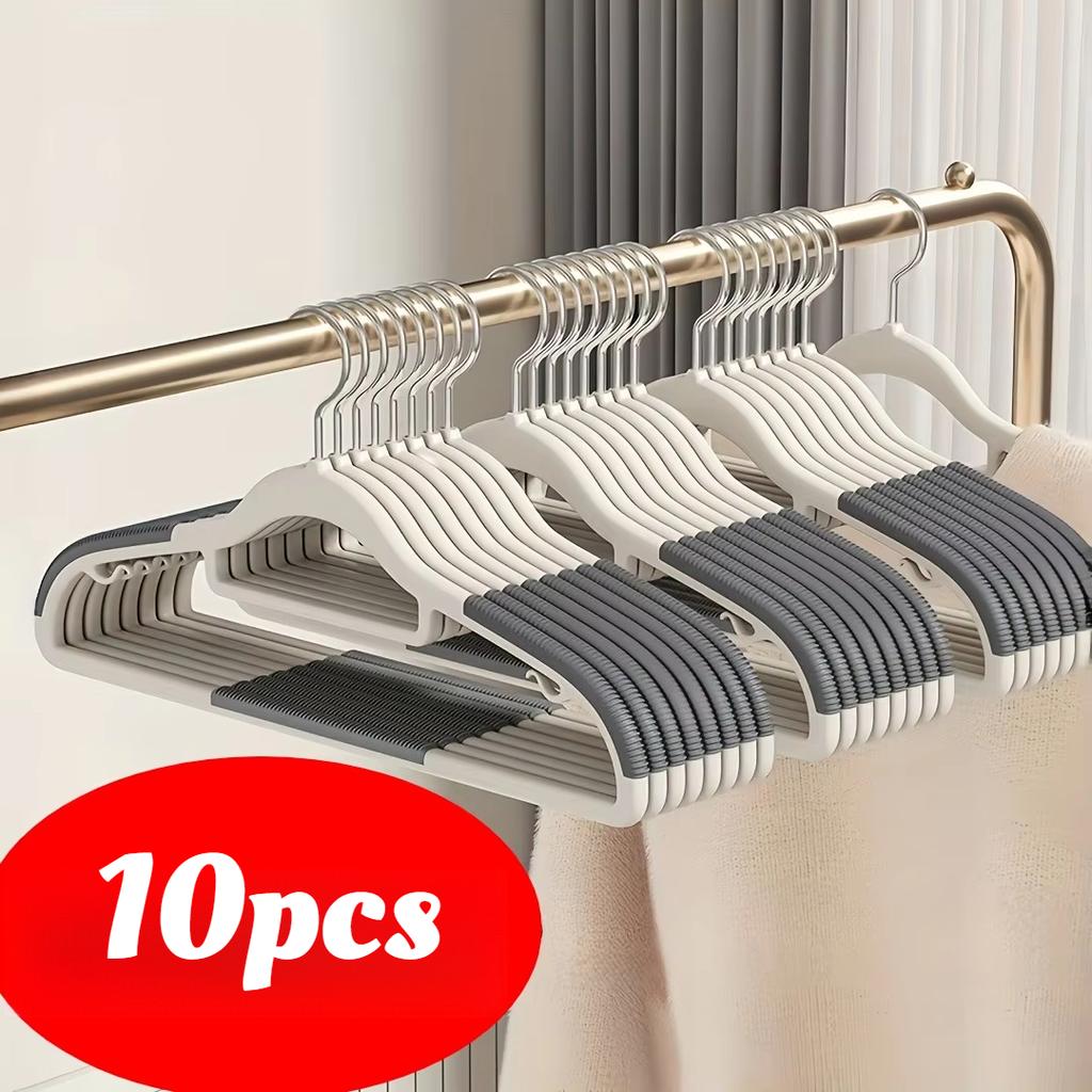 10pcs Non-Slip Plastic Hangers Kit - Rotating Hooks + Connectors, Durable Storage Organizer for Spring/Summer Clothes