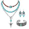 Set di collana e orecchini turchesi vintage per donna - Gioielli bohémien con nappe all'ingrosso