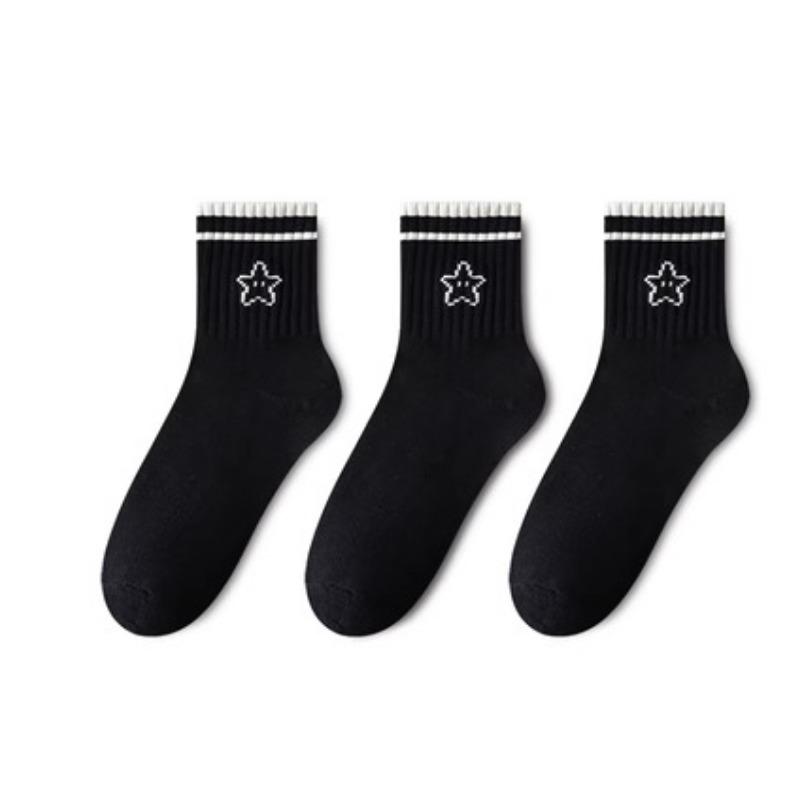 Women's Mid-calf Socks, Solid-colored Cotton-soled Spring and Autumn Girls' Striped Socks, Loafers, Long Socks, Autumn and Winter Sports Cotton Socks