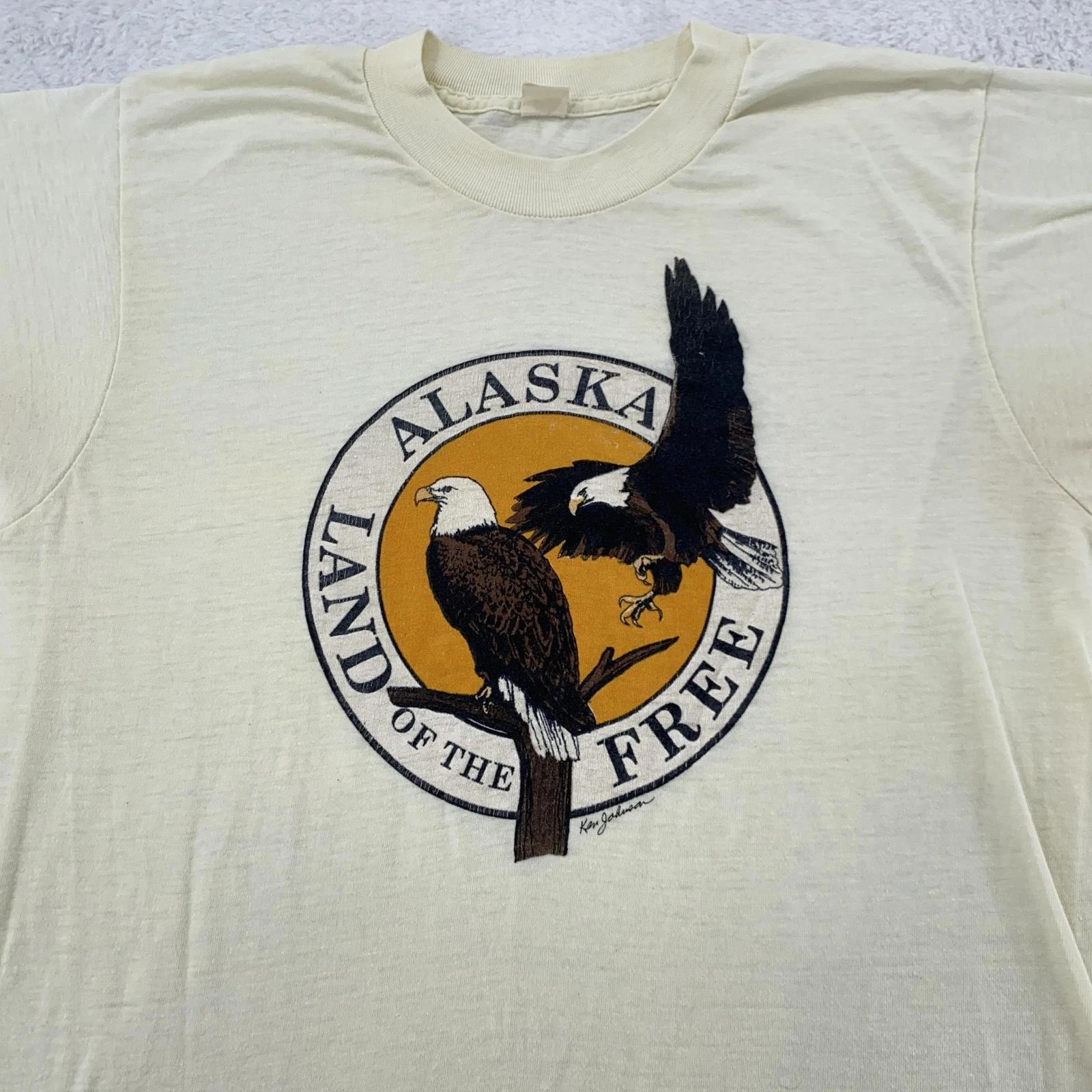 

Vintage Alaska Shirt Mens XS Bald Eagle Graphic Land Of The Free 80s Tee L