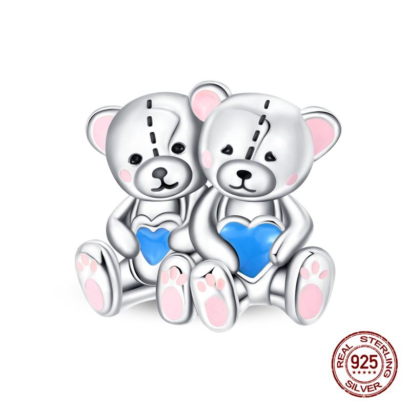 New In Charms Copper Fit 3Mm Original Bracelet Necklace Womens Sweetheart Bear Charms Beads Diy Fine Jewelry Gift