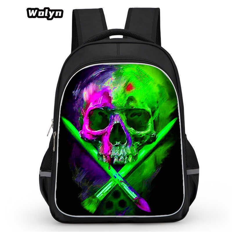 Skull Series Peripheral Animation Printing Backpack Student Bag Support