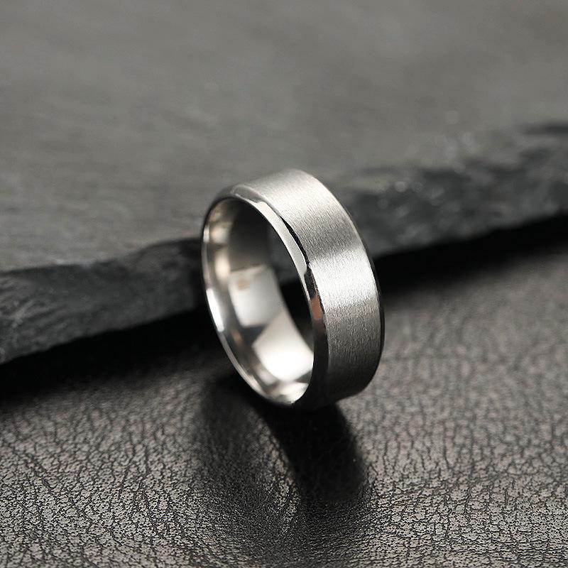 8MM Men's Stainless Steel Matte Ring - European & American Fashion