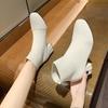 Women's Fall New Block Heel Booties Square Toe Knit Stretch Non-Slip Sock Boots