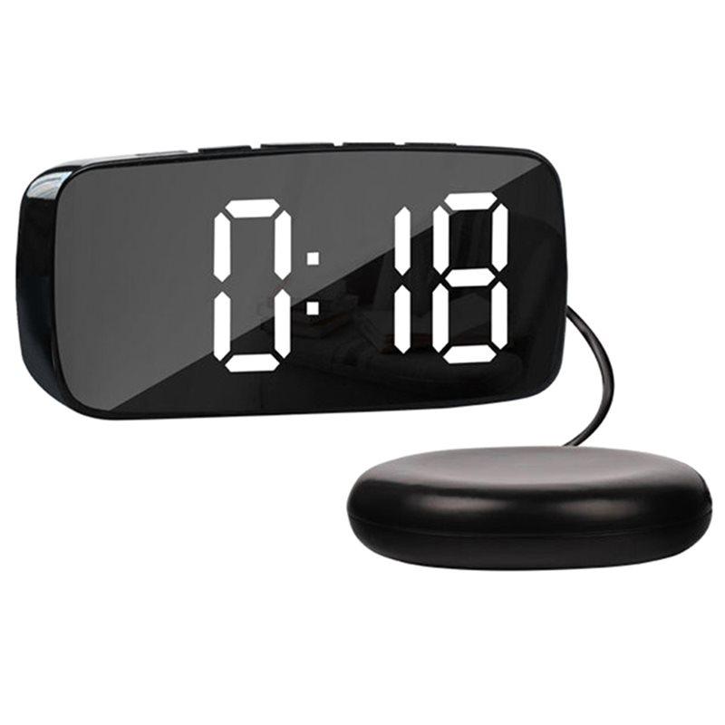 A25F-Clock LED Electronic Alarms Clock Casual Style Clock Bedside Vibrator Electronic Clock Multifunctional Dual USB чёрный