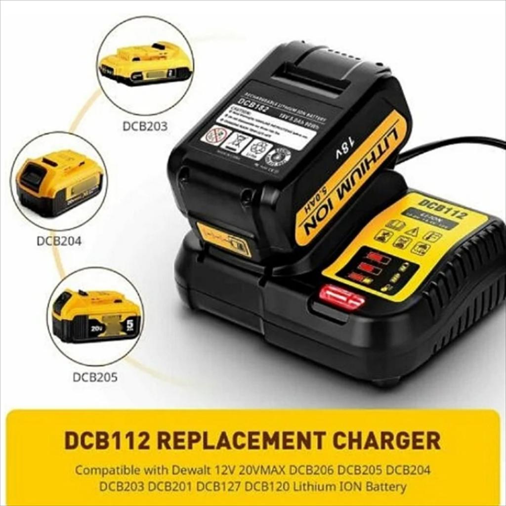 Geeignet für DeWalt DCB184 DCB181 DCB182 DCB200 Werkzeugakku 18000 mAh 20 V 5 A Akku + 3 A Ladegerät