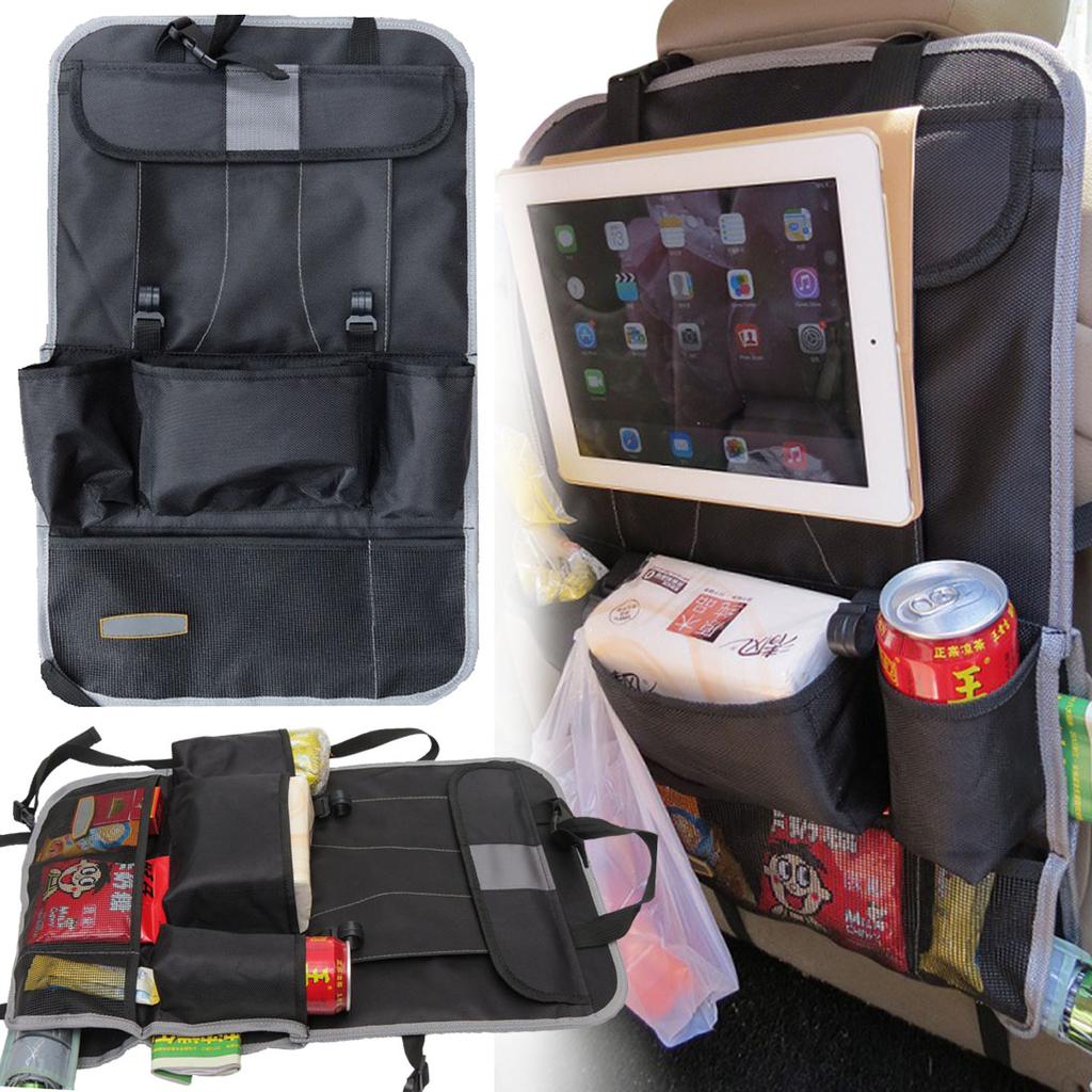Car Seat Back Organizer Multi-Pocket Storage Bag Oxford Cloth Bag Anti-Kick Pad