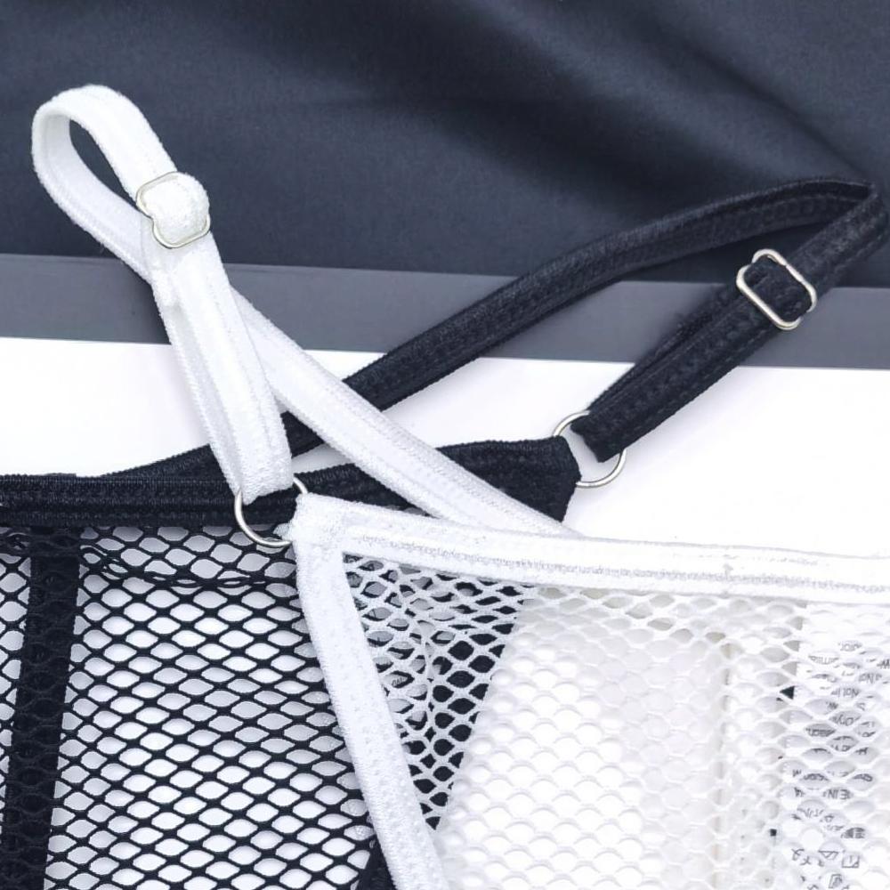 Women Sexy See Through Thong Fine Mesh Panties Open Buttocks G String Underpants Low Waist Adjustable Belt See-Through Lingeri