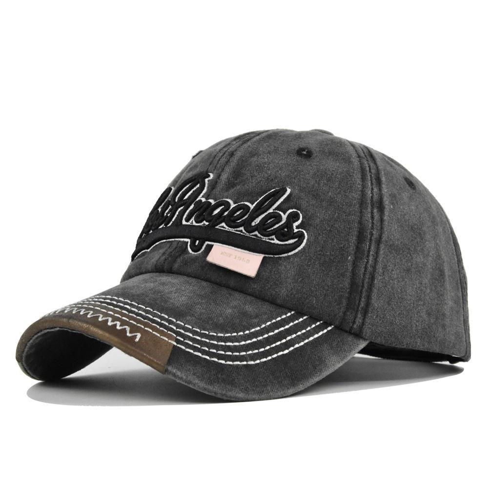 Los angeles retro 3d embroidered baseball cap - distressed washed curved brim sun hat adjustable