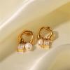 Delicate French Vintage Earrings for Women Girl Green Cubic Zirconia Pendant Earrings Fashion Geometric Pearl Charms Jewelry