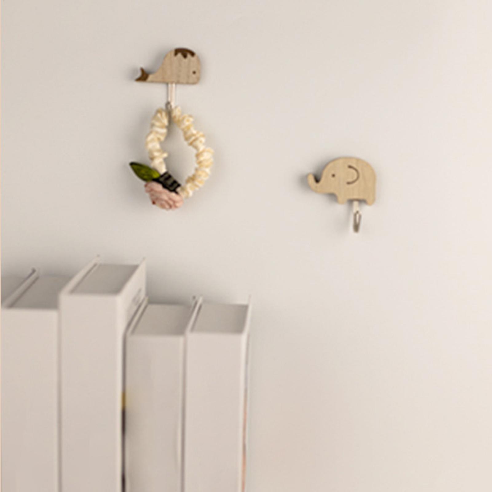 Decorative Wall Hooks 6 Pieces Animal-Shaped Nursery Wall Hooks Self-Adhesive Clothes Hanger Cartoon Towel Holder For Purse