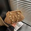 Yogodlns Summer Straw Weaving Crossbody Bag Fashionable Shell Bag Women's Chain Strap Shoulder Bag