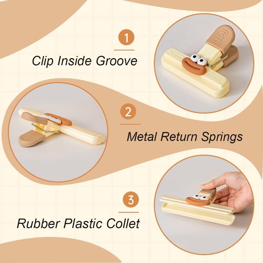 2pcs Creative Face Bag Sealing Clip Food Snack Clip Kitchen Tools Decorative Small Clip Refrigerator Plastic Food Bag Storage