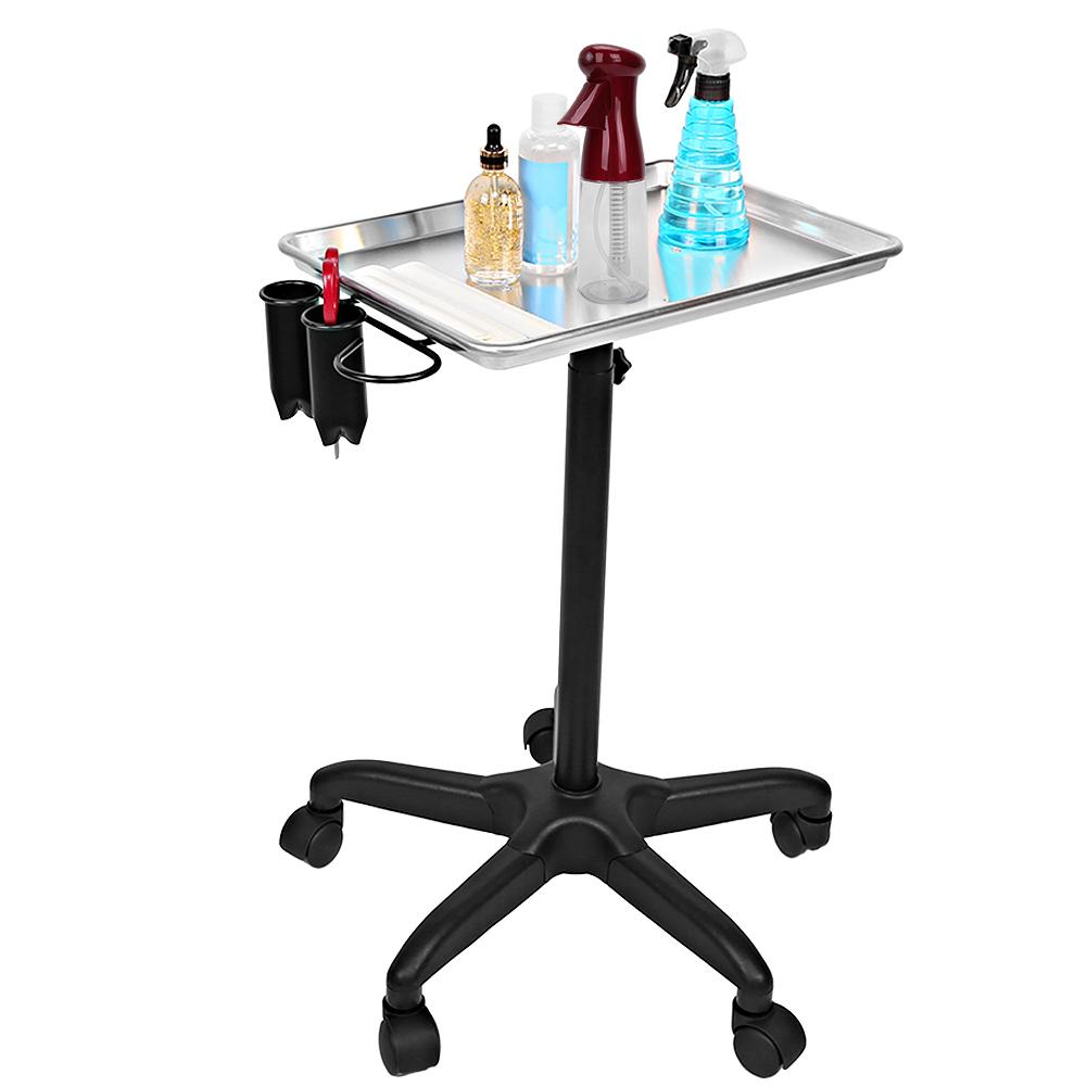Hair Salon Trolley Adjustable Height Aluminum Alloy Rolling Cart for Barber Shop