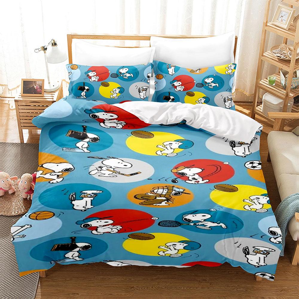 Cartoon Snoopy Bedding Sets 3D Print Comforter Cover Bed Cover Duvet Cover Pillow Case 2-3 Pieces Sets Kids Adult Size