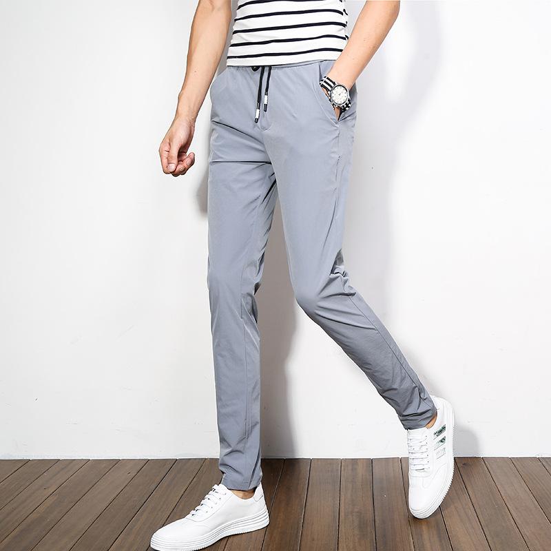 Ice-Silk Casual Trousers for Men Summer Lightweight Quick-Dry Sports Harem Pants Loose-Fit Men's Long Trousers