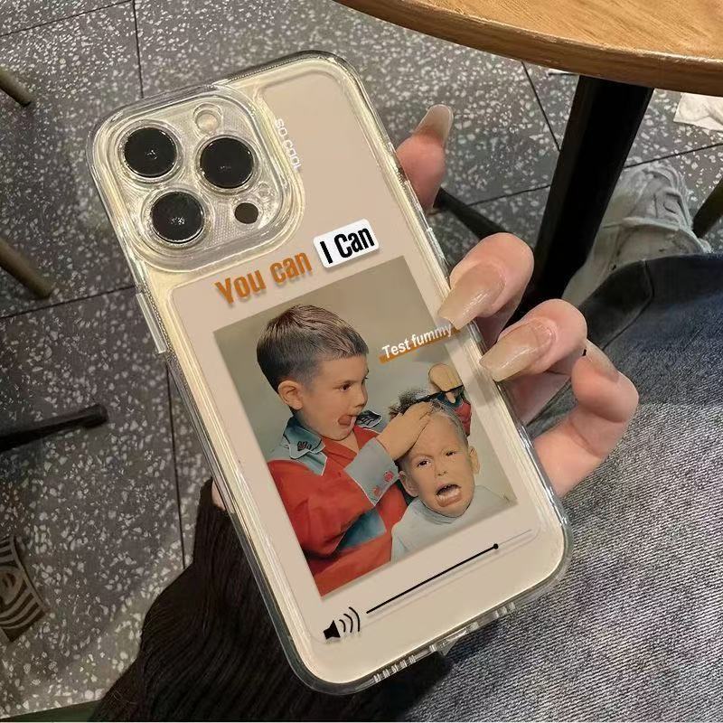 European and American trendy brands are suitable for iphone15promax mobile phone case, transparent Apple 16 anti-drop 14pro personality 13/12
