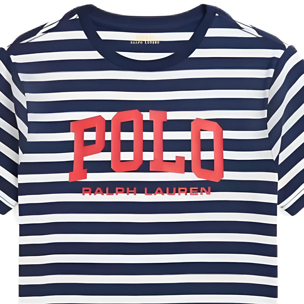 Polo Ralph Lauren Gestreiftes Rundhals-Kurzarm-T-Shirt Kinder Oberteile Marineblau 323958161-001