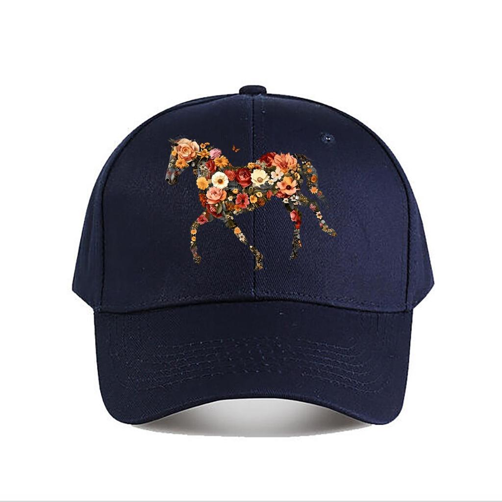 Colorful Floral Horse Wall Art Home Decor Baseball Cap Fashion Unisex Sunhat Womens Outdoor Sports