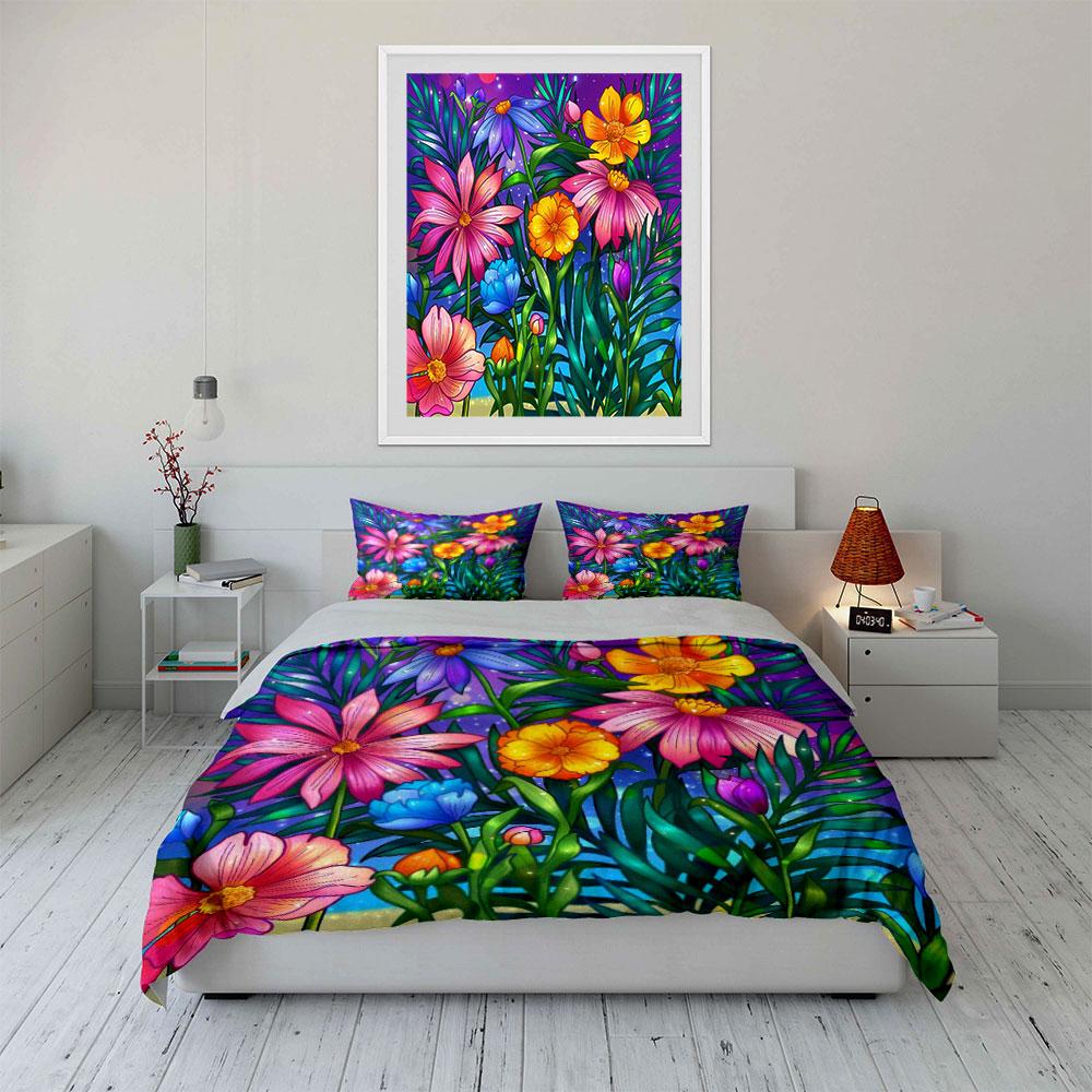 Bright Flowers and Leaves. Bedding Sets Duvet Cover Sets Duvet Covers Pillowcases(1*Duvet Cover 2*Pillowcases Without Duvet Insert)