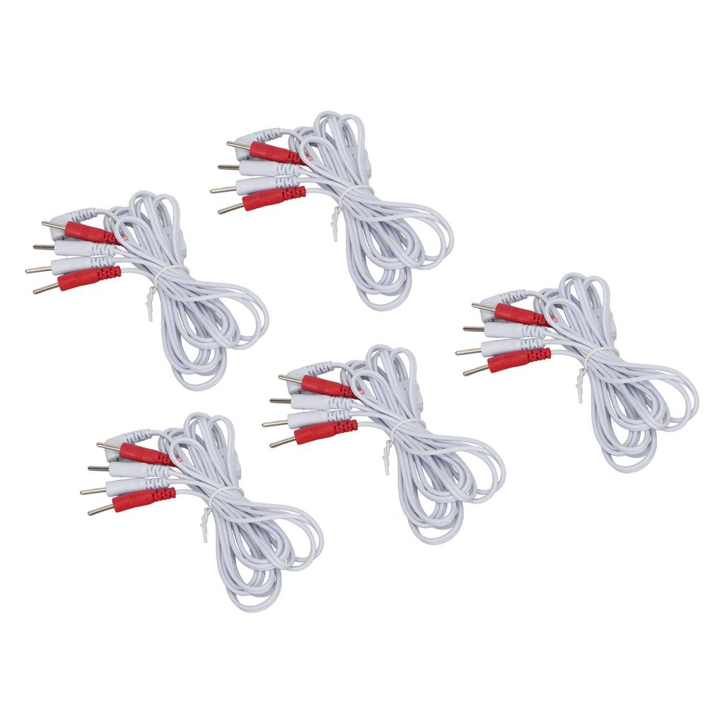5pcs Electrode Wire 1 To 4 Pin 4.9ft Length Promote Blood Circulation Multifunctional 2.5mm Plug TENS Unit Wire White
