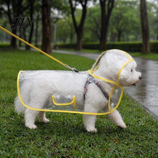 Dog Raincoat with Hood Clear Poncho, Waterproof EVA Rain Suit for Small Medium Dogs, Rainy Day Coat Pet Jacket And Leash Hole, Teddy Bichon
