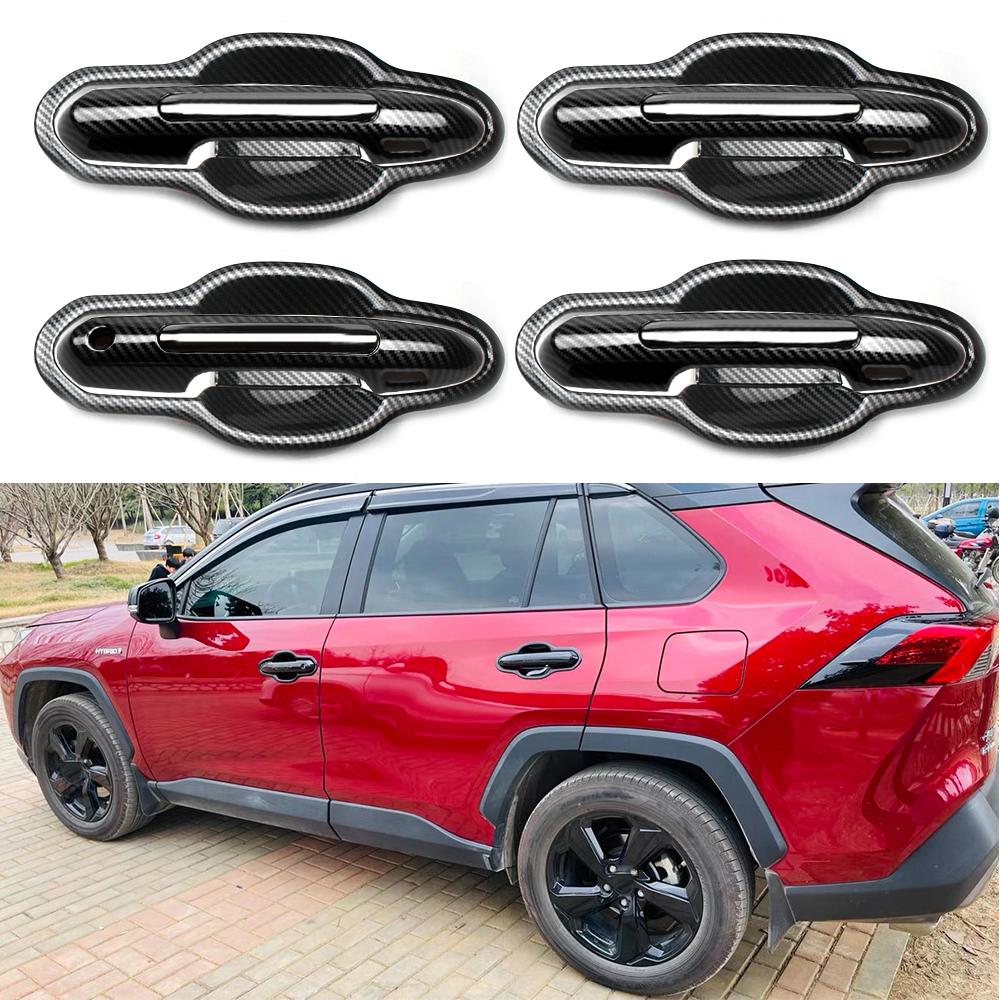 Gloss Black Car Styling Door Handle + Bowl Cover Trim Kits Exterior Accessories For Toyota RAV4 2019 2020 2021 2022 2023 2024