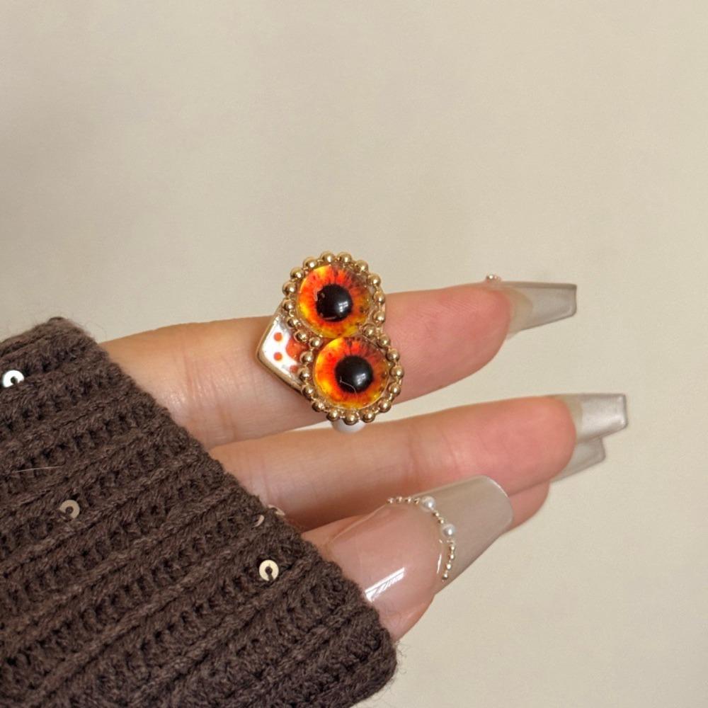 Geometric Exaggerated Ring Y2K Vintage Gold Ring Personality Demon Eye Ring  Friends