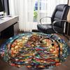 1pc Christmas StainedGlass Office Round Area Rug, Under Office Chairs Bedroom Living Room Home Decor, Room Deco