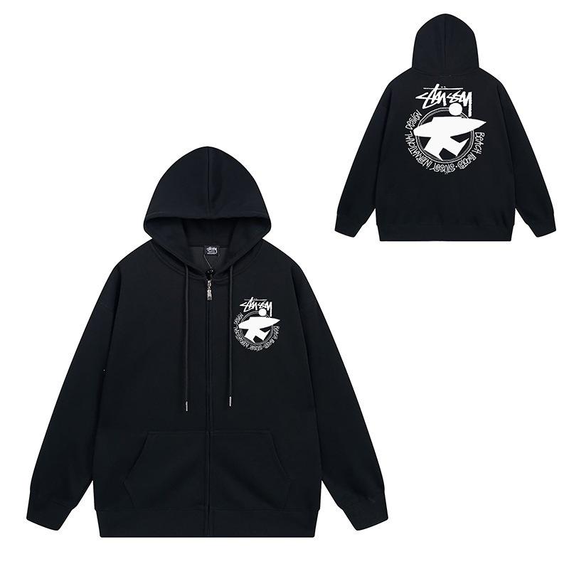 Trendy brand zipper hooded autumn and winter new letter flame pai jiu couple coat