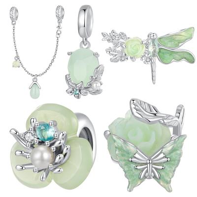 Frühling Neue Grüne Blumen Und Insekten Serie Wind Personalisierte DIY Armband Perlen Accessoires