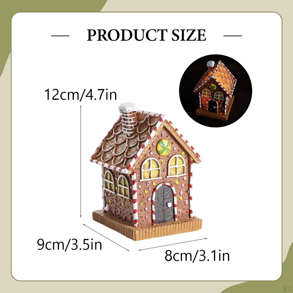 Christmas Village House Figurine Xmas Decor Small Resin Gingerbread Sculpture for Festival